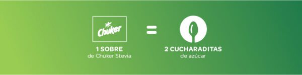 1 sobre de chuker Stevia = 2 cucharaditas de azucar